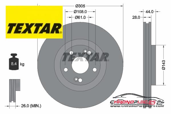 Achat de TEXTAR 92112300 Disque de frein pas chères