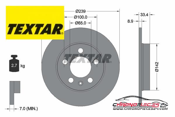 Achat de TEXTAR 92105803 Disque de frein pas chères