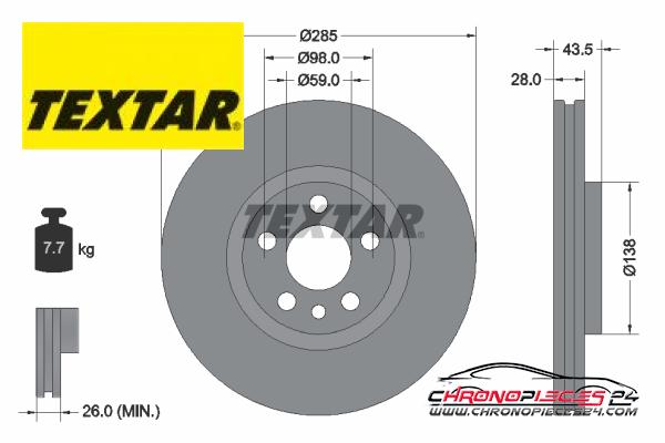 Achat de TEXTAR 92115003 Disque de frein pas chères