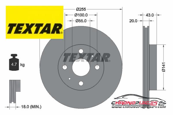 Achat de TEXTAR 92115603 Disque de frein pas chères