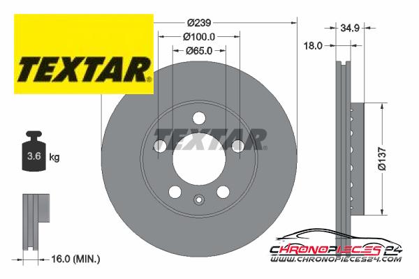 Achat de TEXTAR 92106803 Disque de frein pas chères