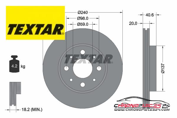 Achat de TEXTAR 92118003 Disque de frein pas chères