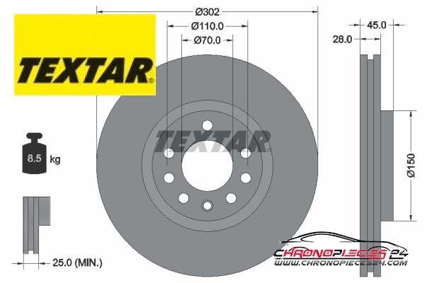 Achat de TEXTAR 92118303 Disque de frein pas chères