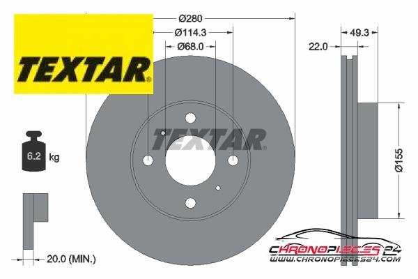 Achat de TEXTAR 92109300 Disque de frein pas chères