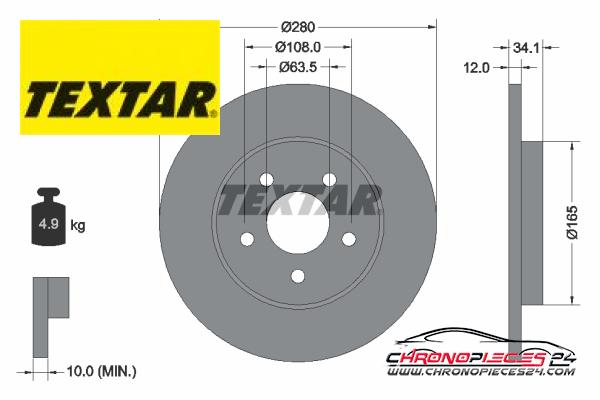 Achat de TEXTAR 92109703 Disque de frein pas chères