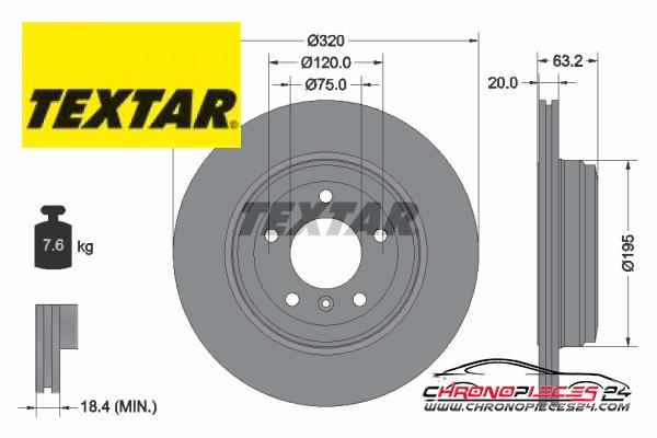 Achat de TEXTAR 92122703 Disque de frein pas chères