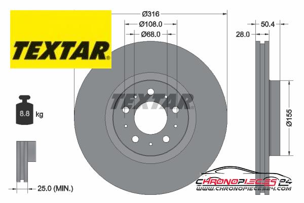 Achat de TEXTAR 92126603 Disque de frein pas chères