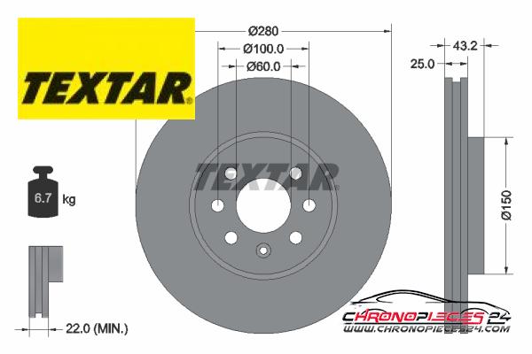 Achat de TEXTAR 92129303 Disque de frein pas chères