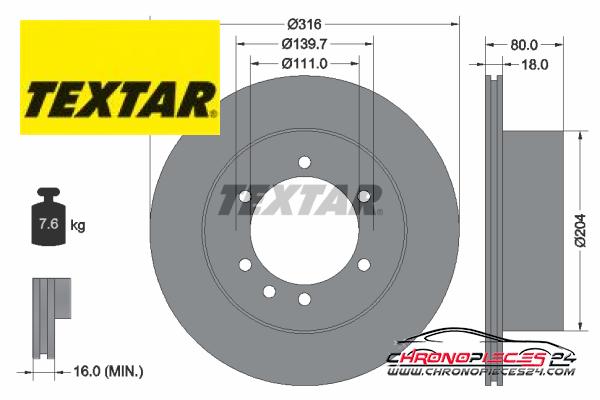 Achat de TEXTAR 92129900 Disque de frein pas chères