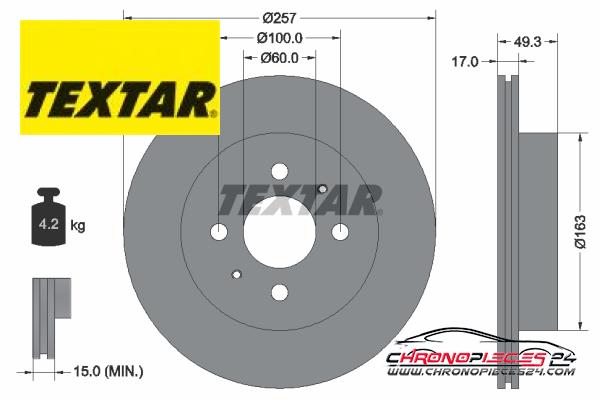 Achat de TEXTAR 92131200 Disque de frein pas chères