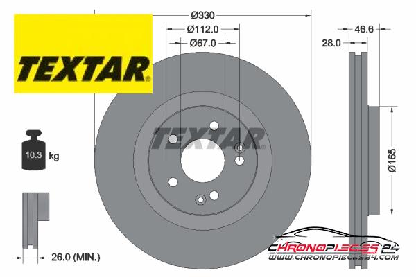 Achat de TEXTAR 92151005 Disque de frein pas chères