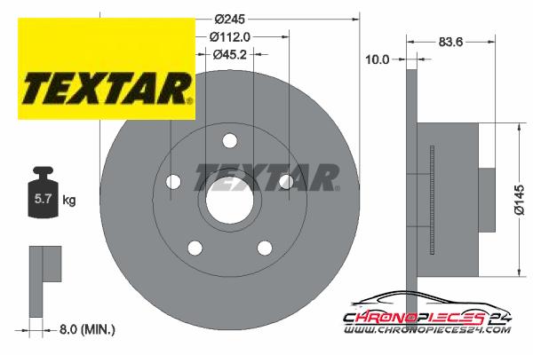 Achat de TEXTAR 92154303 Disque de frein pas chères