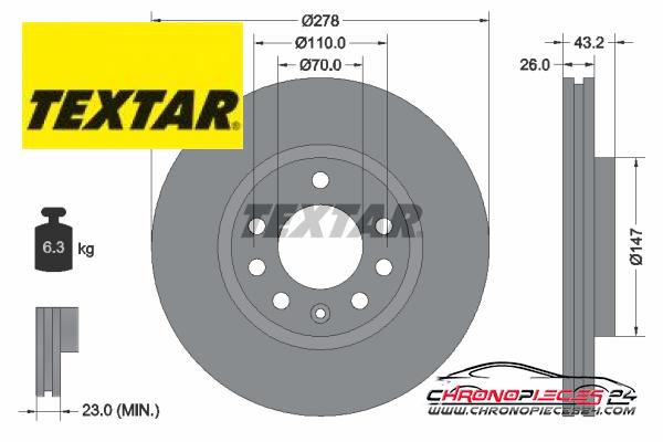 Achat de TEXTAR 92156400 Disque de frein pas chères