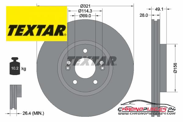 Achat de TEXTAR 92166003 Disque de frein pas chères