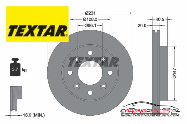 Achat de TEXTAR 92158900 Disque de frein pas chères