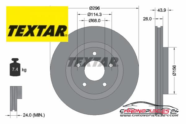 Achat de TEXTAR 92167405 Disque de frein PRO+ pas chères