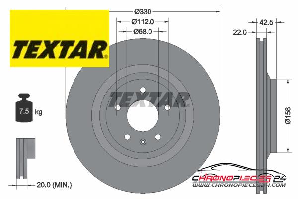 Achat de TEXTAR 92160403 Disque de frein pas chères