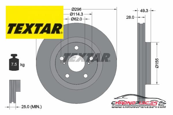 Achat de TEXTAR 92168803 Disque de frein pas chères