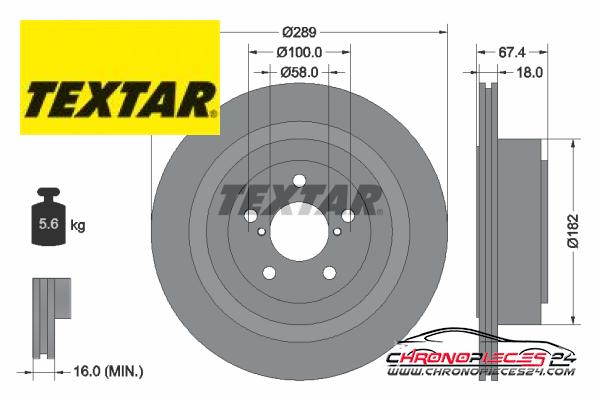 Achat de TEXTAR 92173603 Disque de frein pas chères