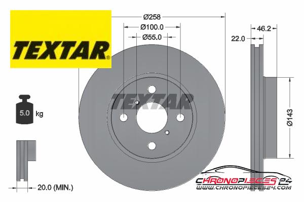 Achat de TEXTAR 92164203 Disque de frein pas chères