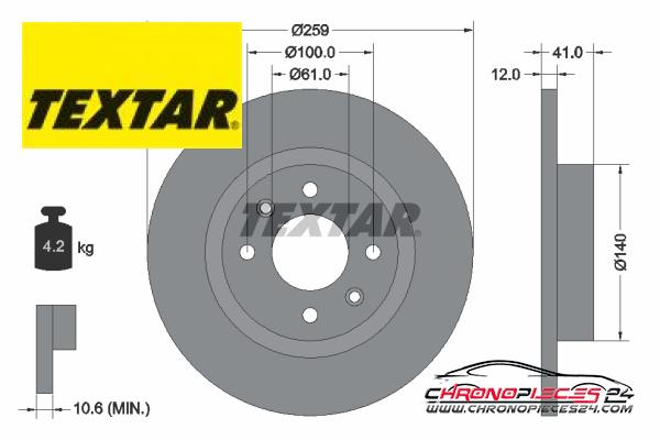 Achat de TEXTAR 92175103 Disque de frein pas chères