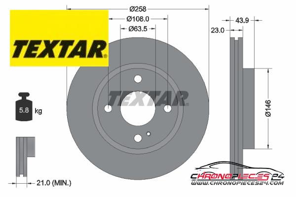 Achat de TEXTAR 92176005 Disque de frein pas chères