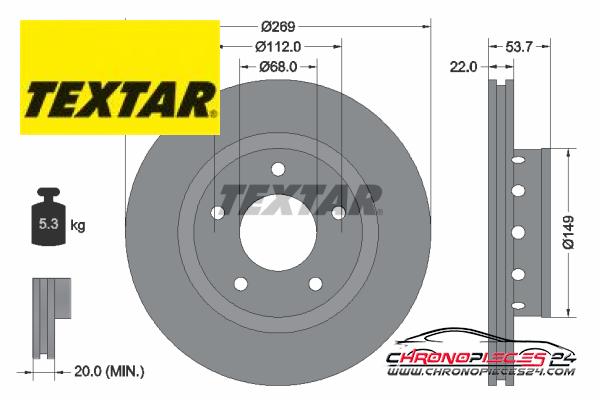 Achat de TEXTAR 92176803 Disque de frein pas chères