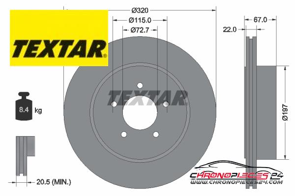 Achat de TEXTAR 92177205 Disque de frein pas chères