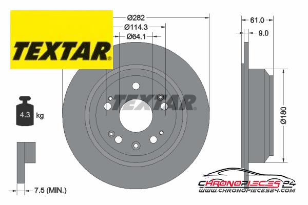 Achat de TEXTAR 92165803 Disque de frein pas chères