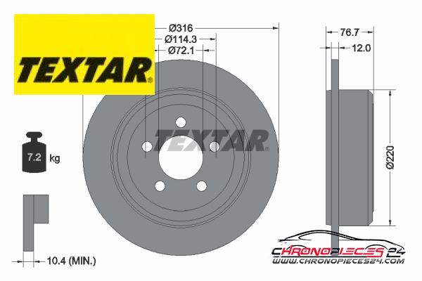 Achat de TEXTAR 92202703 Disque de frein pas chères