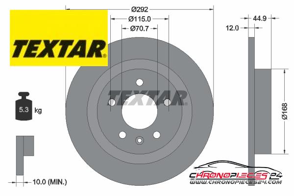 Achat de TEXTAR 92205703 Disque de frein pas chères