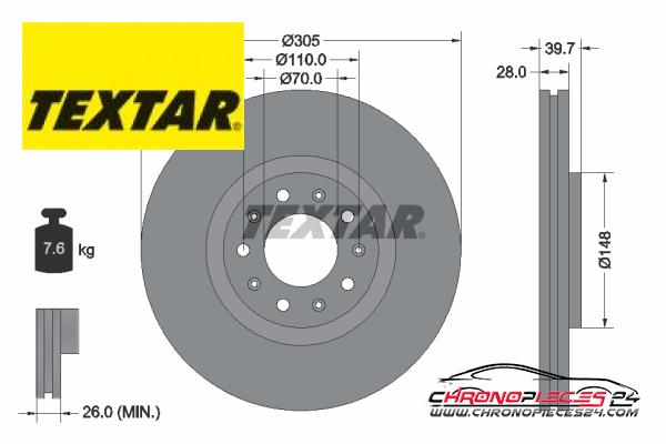 Achat de TEXTAR 92220803 Disque de frein pas chères