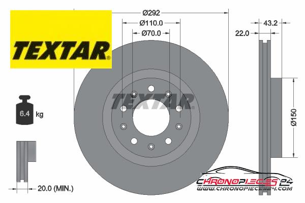 Achat de TEXTAR 92221103 Disque de frein pas chères