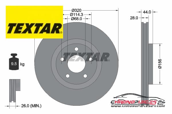 Achat de TEXTAR 92222003 Disque de frein pas chères