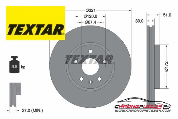 Achat de TEXTAR 92187005 Disque de frein pas chères