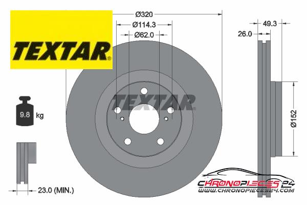 Achat de TEXTAR 92195303 Disque de frein pas chères