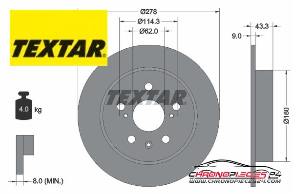 Achat de TEXTAR 92225303 Disque de frein pas chères