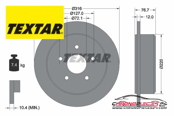 Achat de TEXTAR 92227700 Disque de frein pas chères