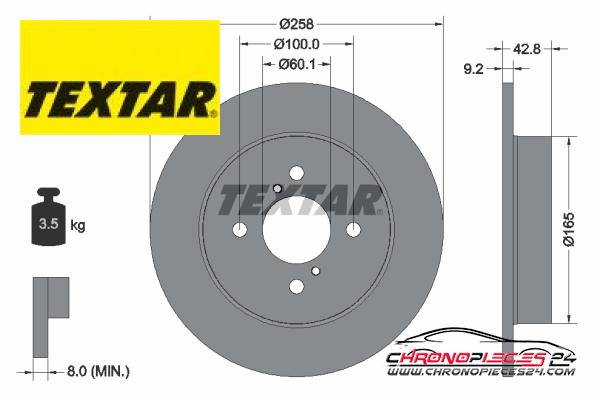 Achat de TEXTAR 92227903 Disque de frein pas chères