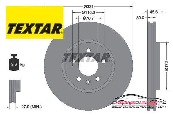 Achat de TEXTAR 92256803 Disque de frein pas chères