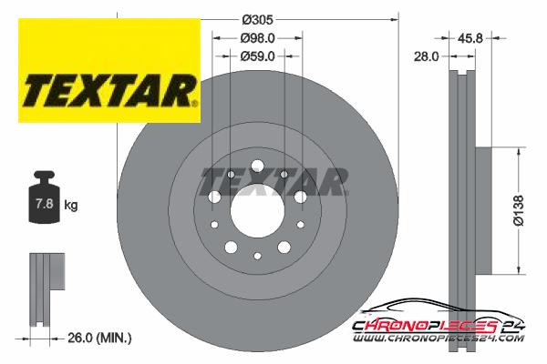 Achat de TEXTAR 92237603 Disque de frein pas chères