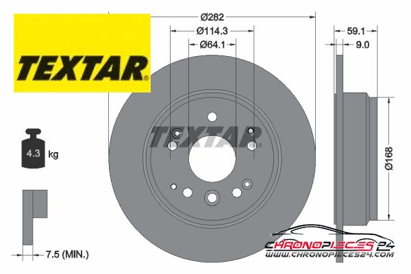 Achat de TEXTAR 92261703 Disque de frein pas chères