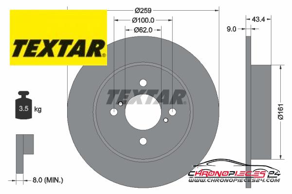 Achat de TEXTAR 92242303 Disque de frein pas chères