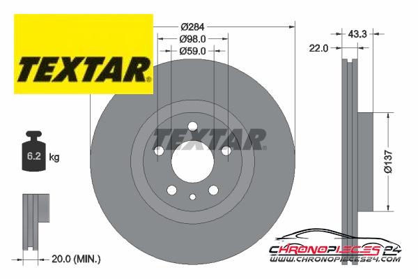 Achat de TEXTAR 92252803 Disque de frein pas chères