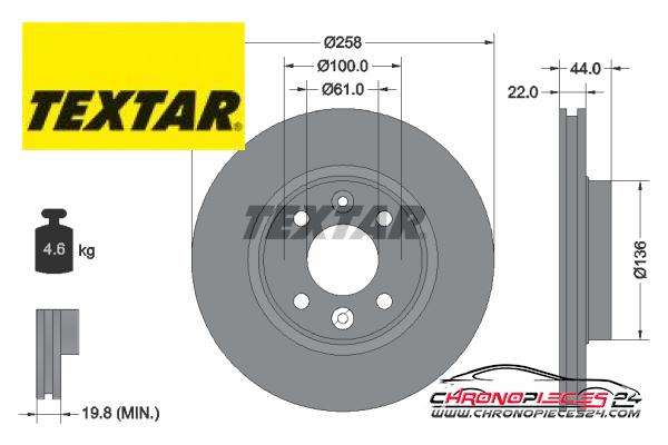 Achat de TEXTAR 92255203 Disque de frein pas chères