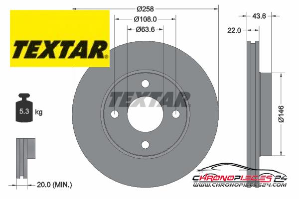 Achat de TEXTAR 92096203 Disque de frein pas chères