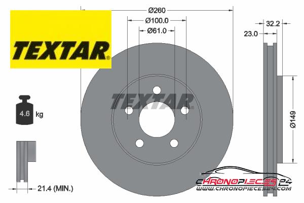 Achat de TEXTAR 92271603 Disque de frein pas chères