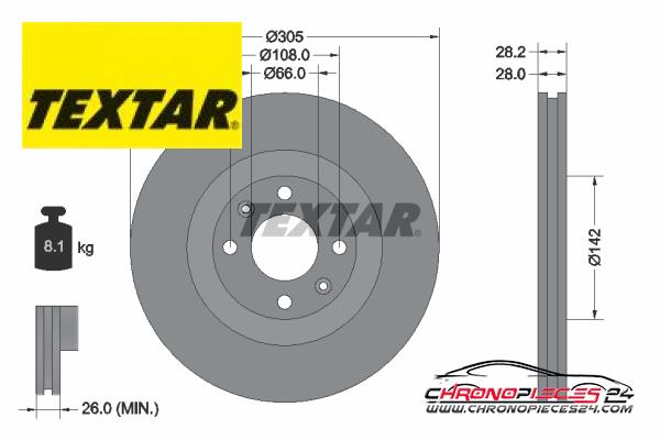 Achat de TEXTAR 92097103 Disque de frein pas chères