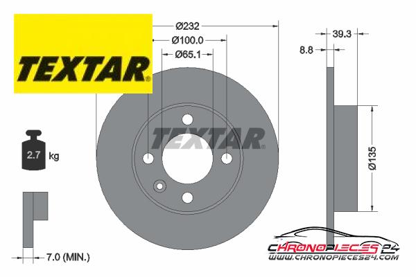 Achat de TEXTAR 92098203 Disque de frein pas chères