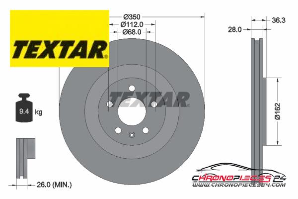 Achat de TEXTAR 92290405 Disque de frein pas chères